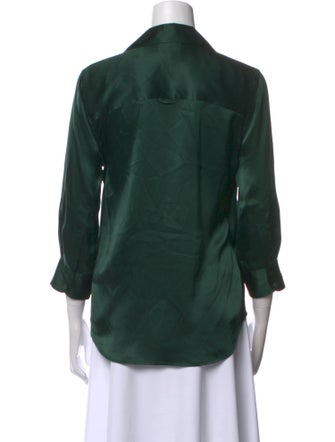 L'Agence Silk Three-Quarter Sleeve Button-Up Top