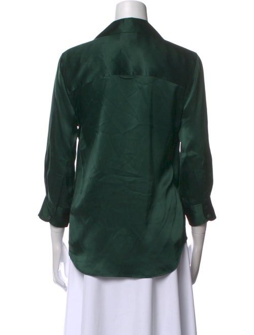 L'Agence Silk Three-Quarter Sleeve Button-Up Top