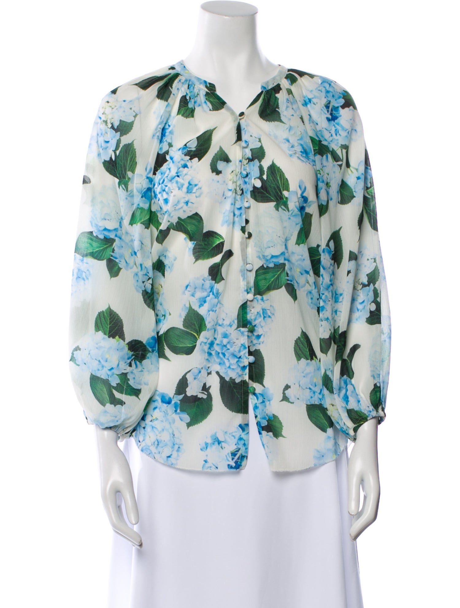 L'Agence Floral Print V-Neck Blouse