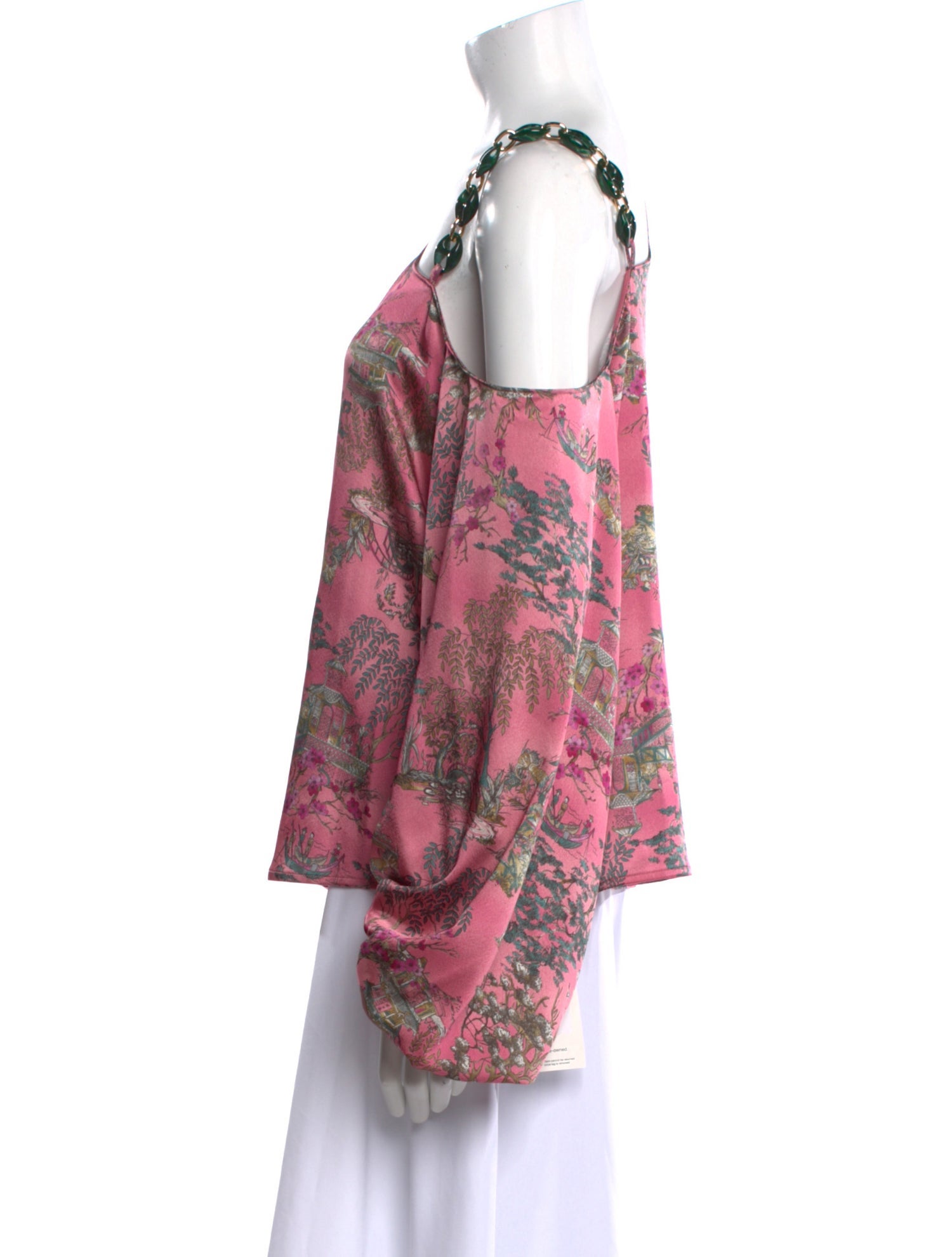 L'Agence Floral Print One-Shoulder Blouse