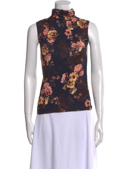 L'Agence Floral Print Turtleneck Top