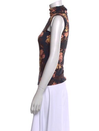 L'Agence Floral Print Turtleneck Top
