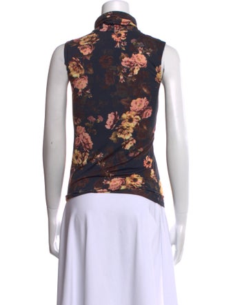 L'Agence Floral Print Turtleneck Top