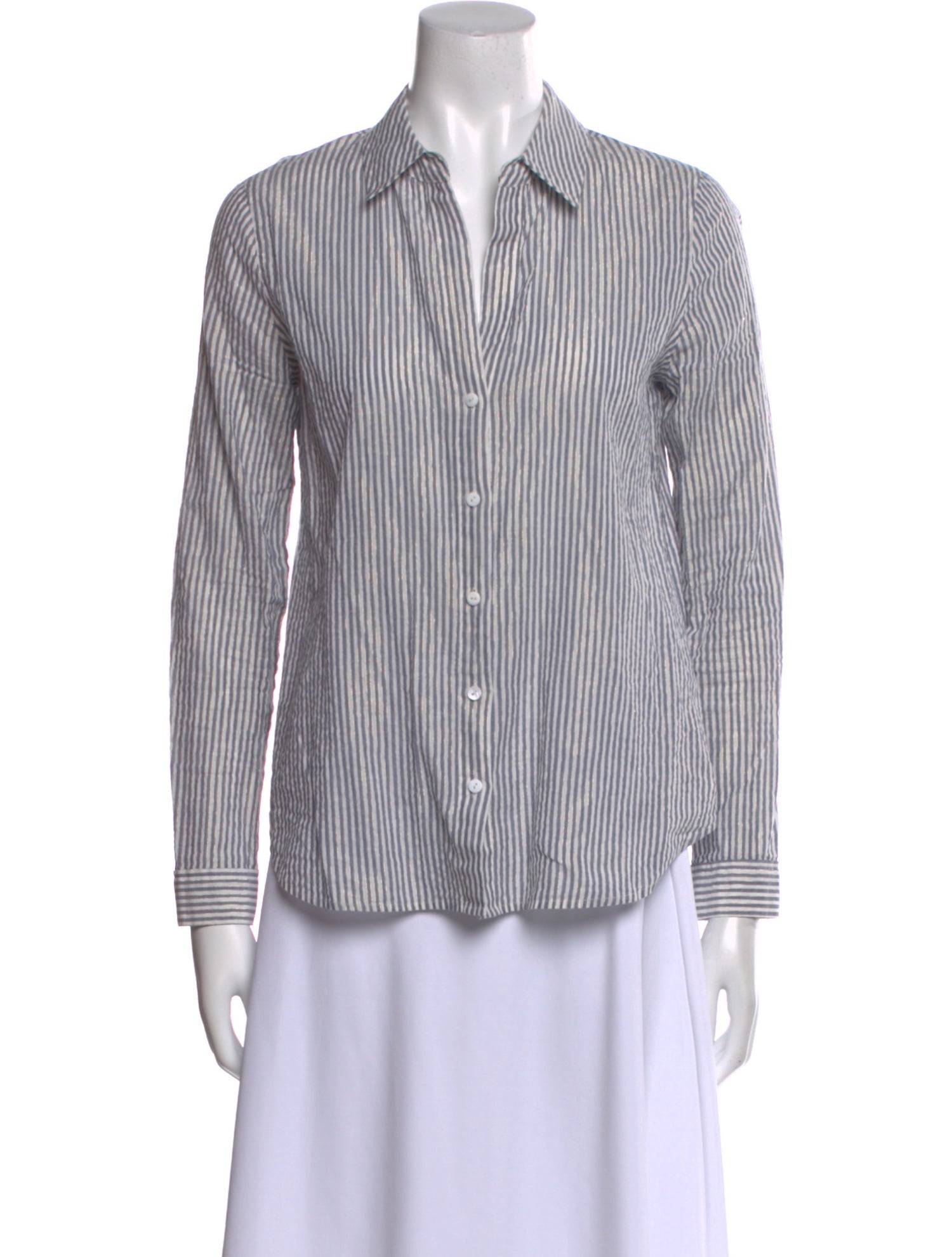 L'Agence Striped Long Sleeve Button-Up Top