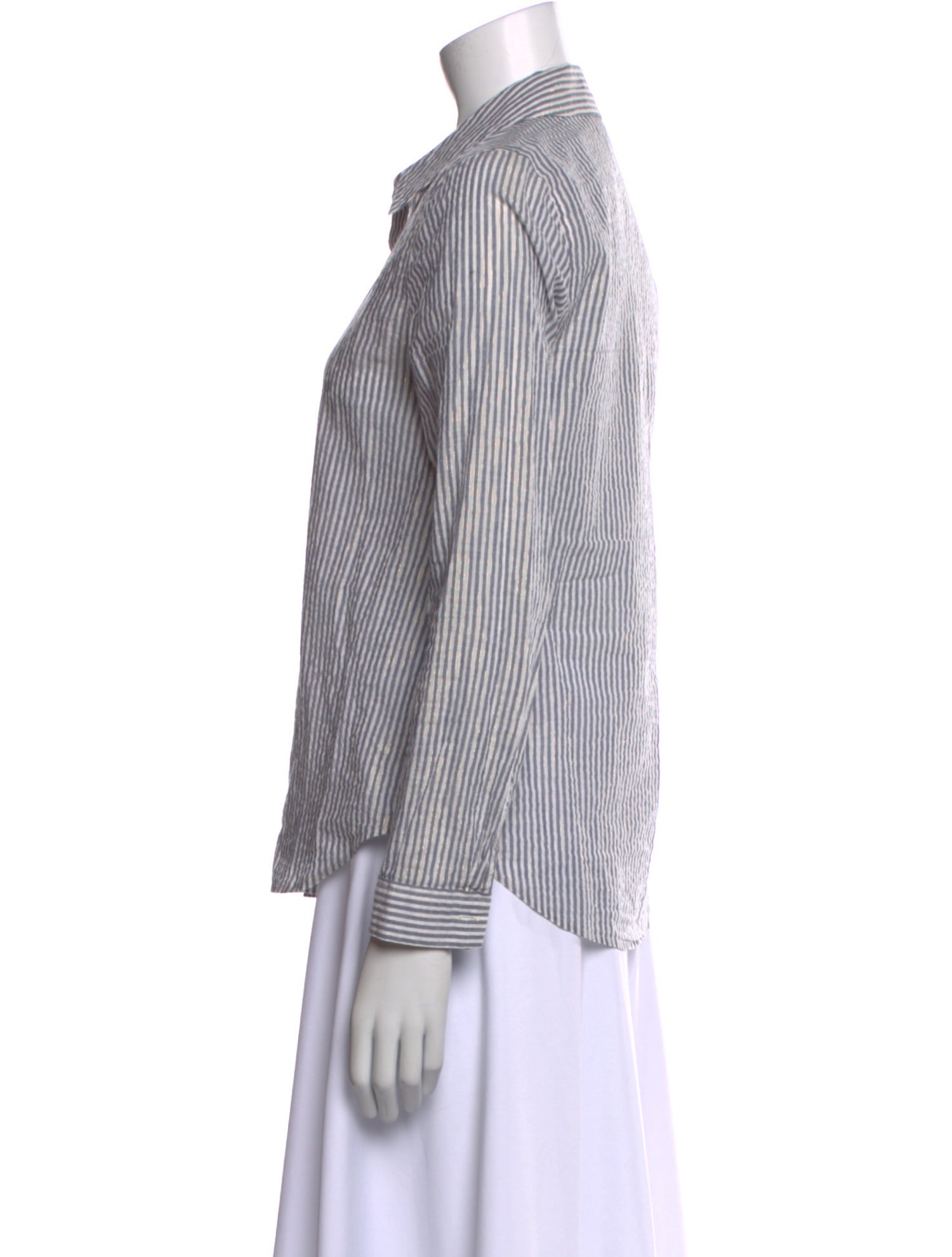 L'Agence Striped Long Sleeve Button-Up Top