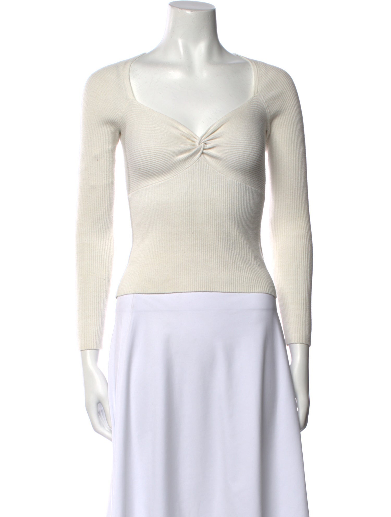 L'Agence V-Neck Long Sleeve Crop Top