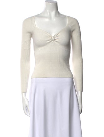 L'Agence V-Neck Long Sleeve Crop Top