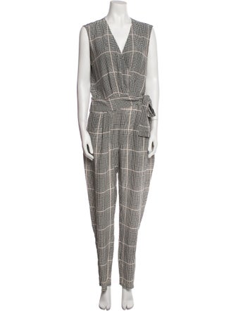 L'Agence Silk Plaid Print Jumpsuit