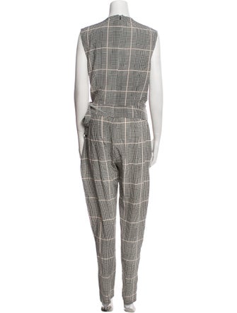 L'Agence Silk Plaid Print Jumpsuit
