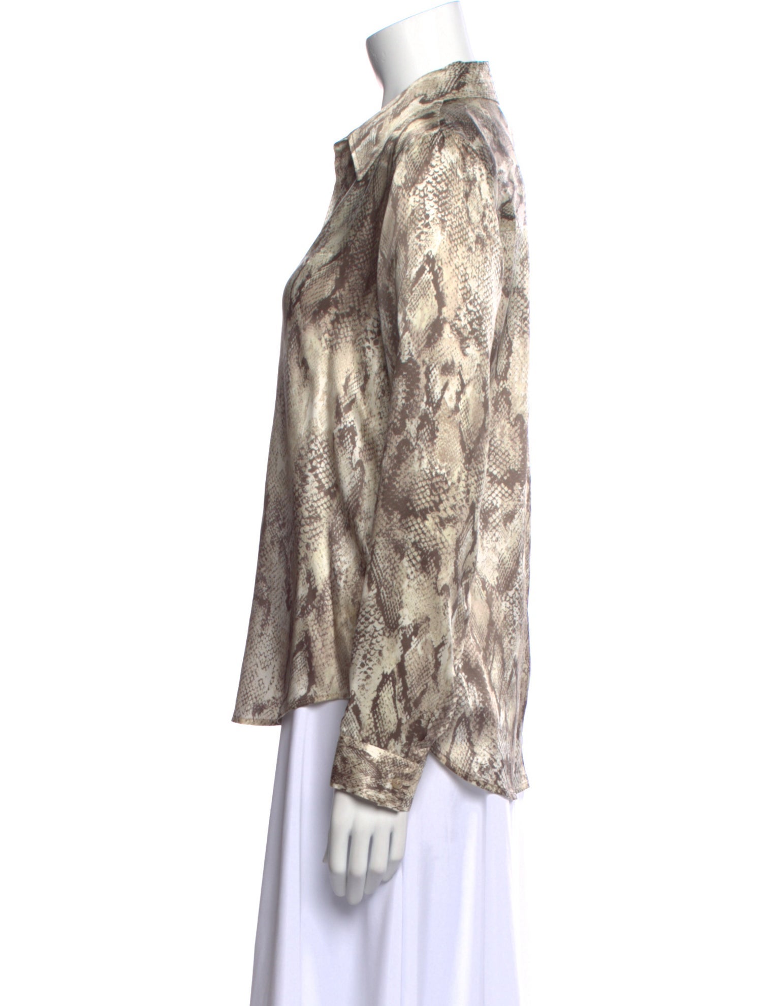 L'Agence Silk Animal Print Button-Up Top