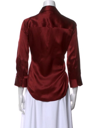L'Agence Silk Three-Quarter Sleeve Button-Up Top