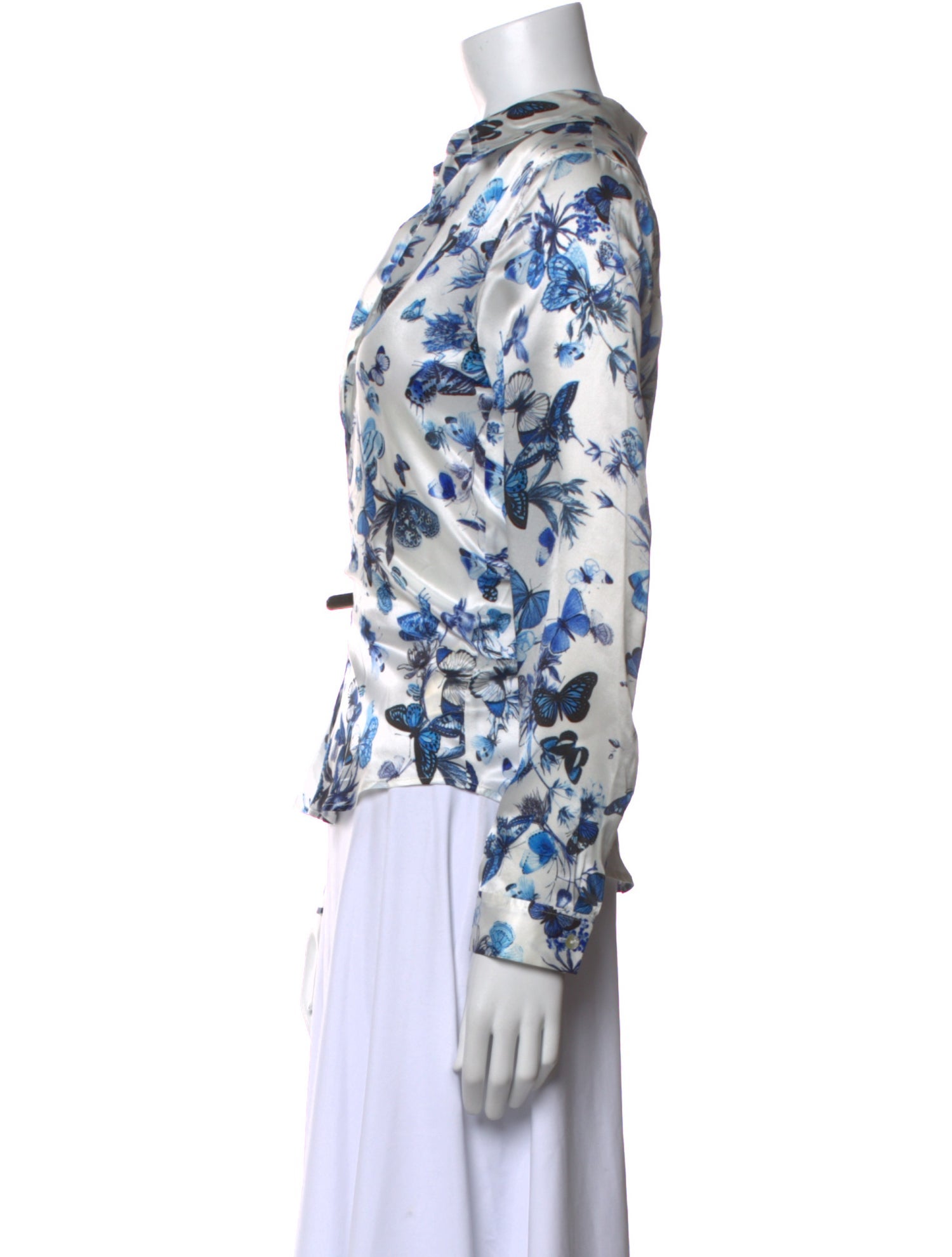 L'Agence Silk Printed Button-Up Top