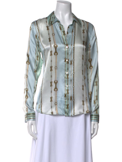 L'Agence Silk Printed Button-Up Top