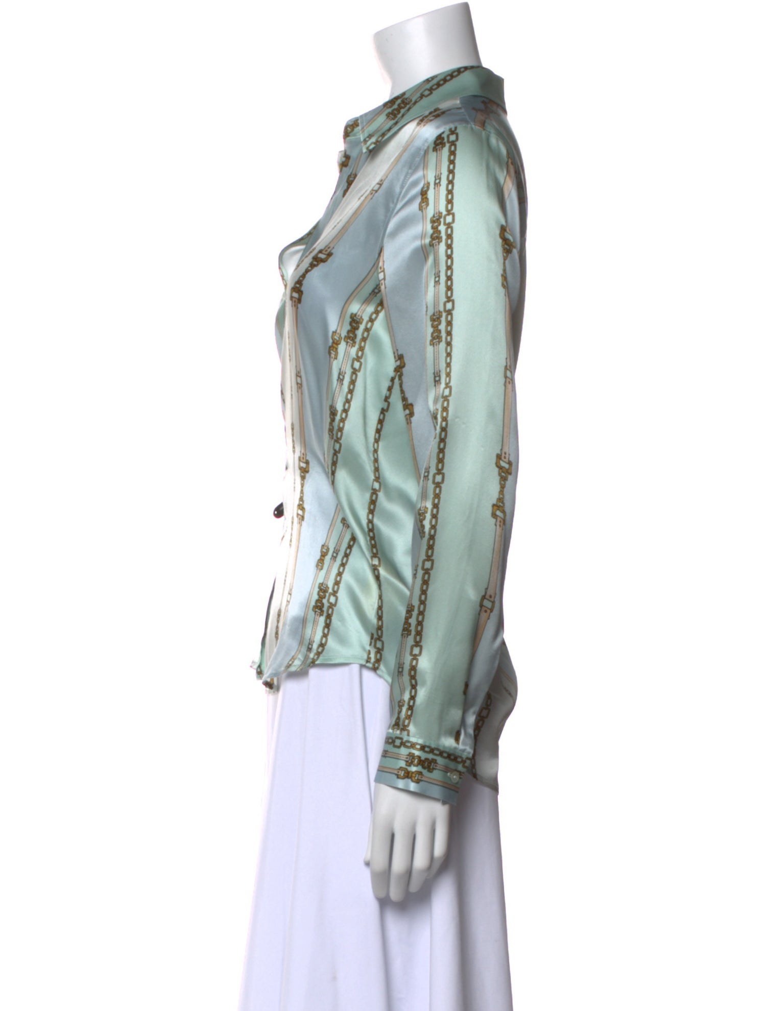 L'Agence Silk Printed Button-Up Top