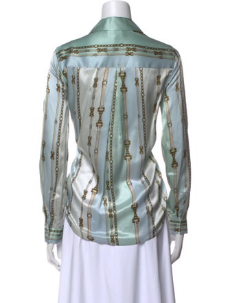 L'Agence Silk Printed Button-Up Top