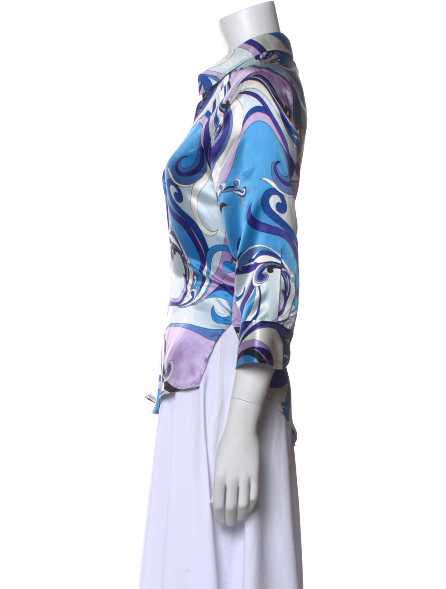 L'Agence Printed Three-Quarter Sleeve Blouse