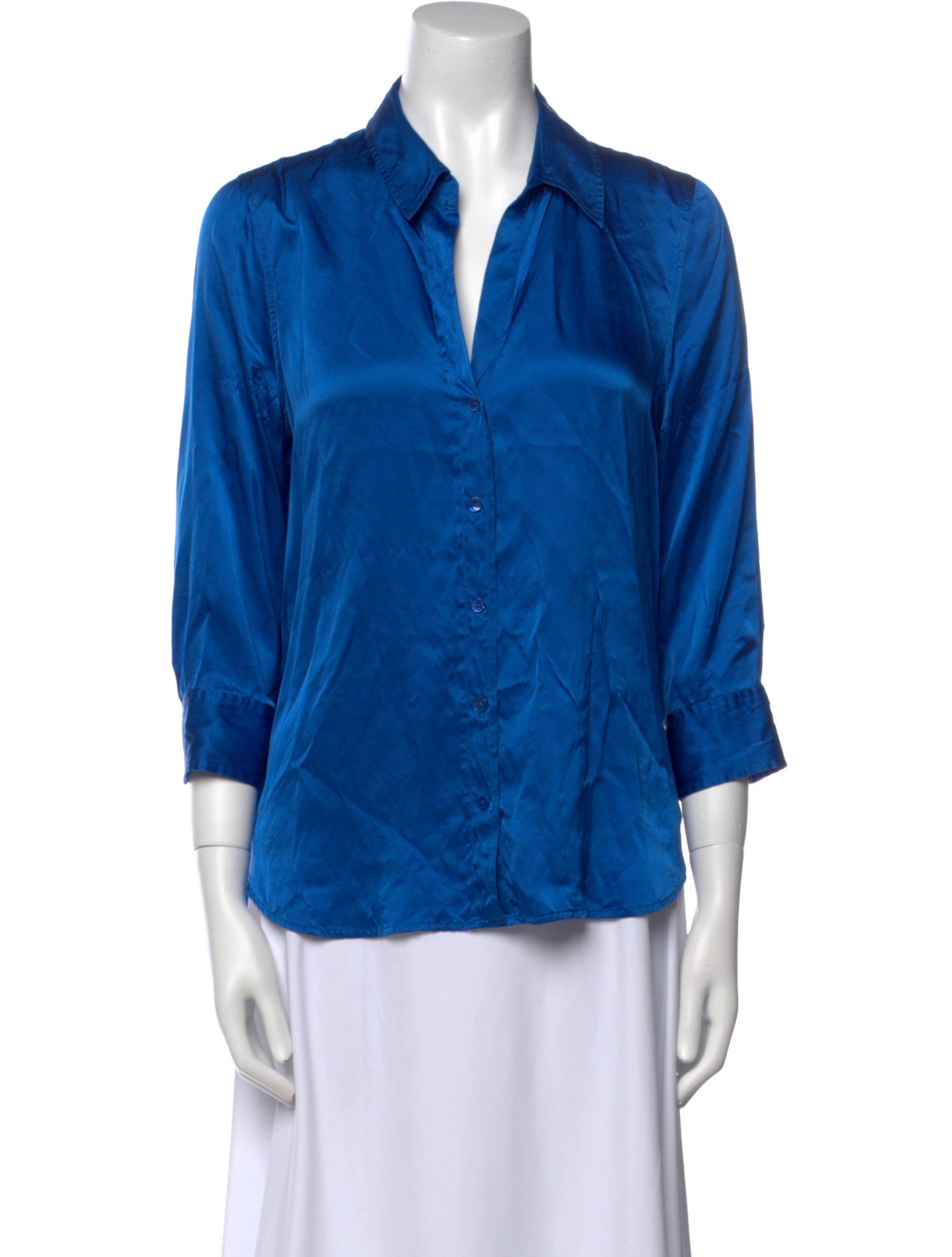 L'Agence Silk V-Neck Button-Up Top