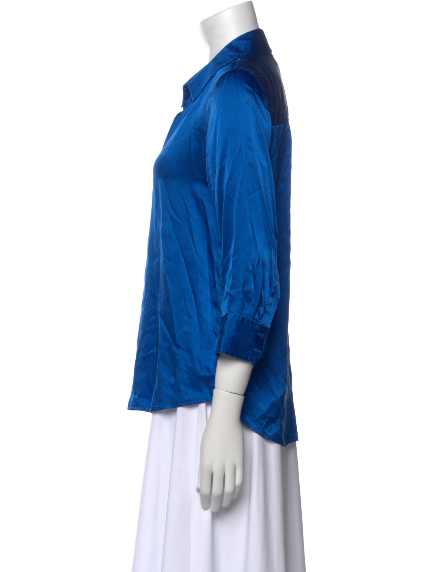 L'Agence Silk V-Neck Button-Up Top