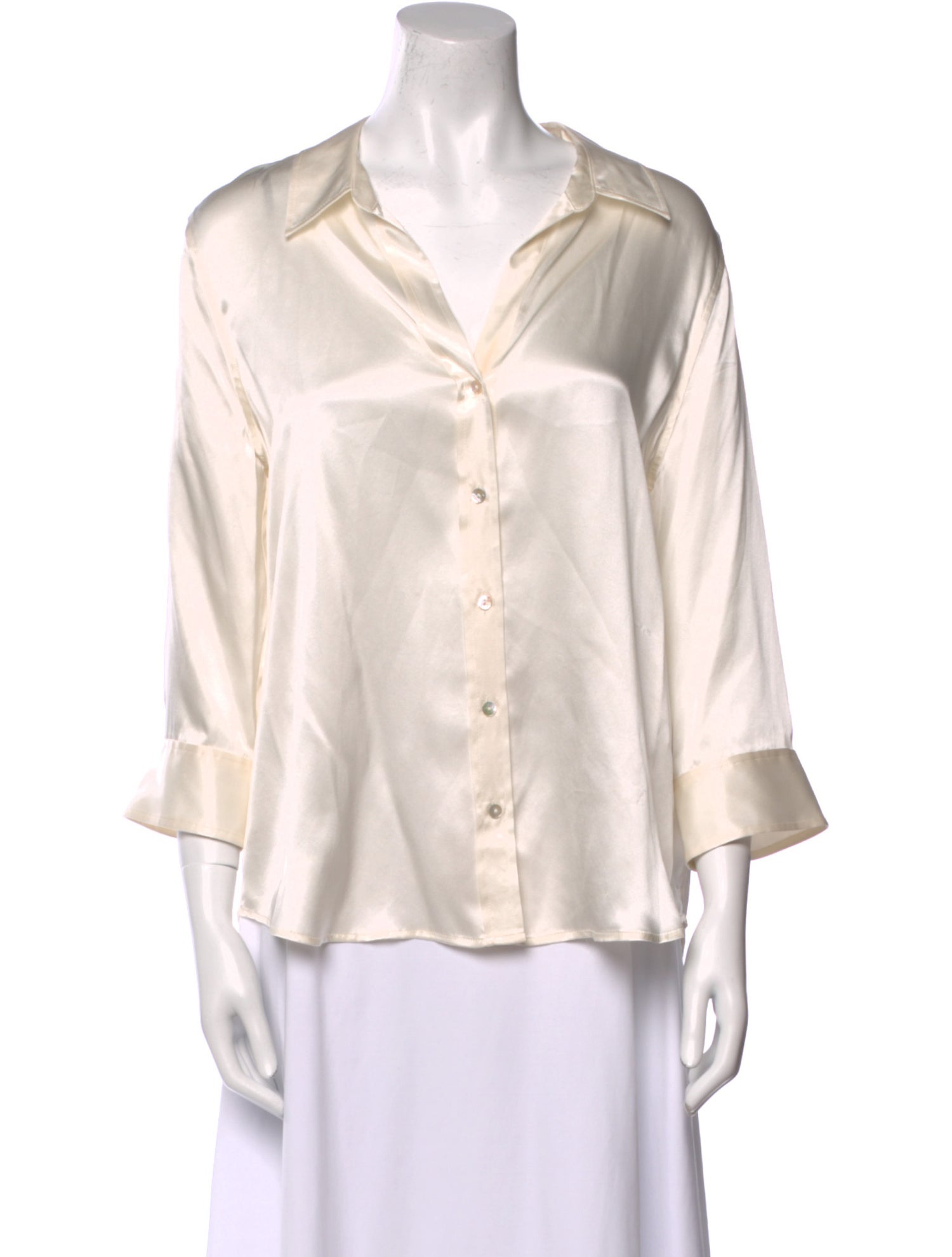 L'Agence Silk V-Neck Button-Up Top
