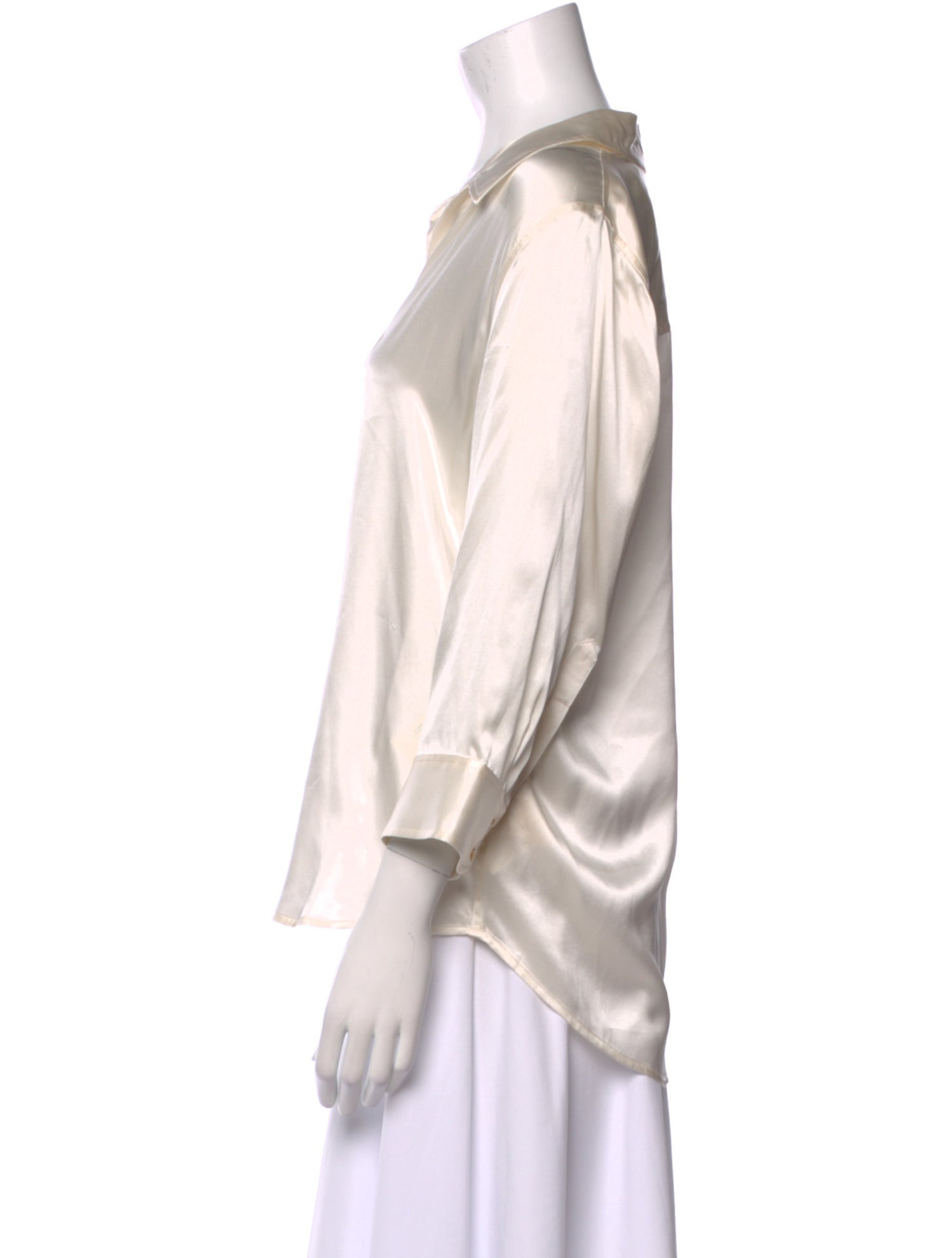 L'Agence Silk V-Neck Button-Up Top