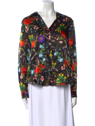 L'Agence Silk Floral Print Blouse