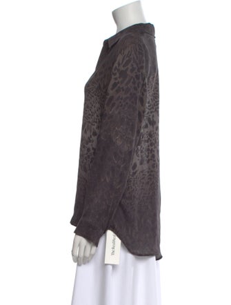 L'Agence Silk Animal Print Button-Up Top