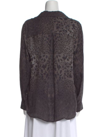 L'Agence Silk Animal Print Button-Up Top