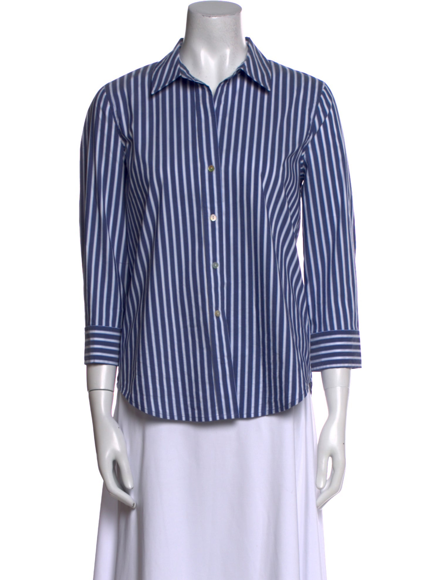 L'Agence Striped Three-Quarter Sleeve Button-Up Top w/ Tags