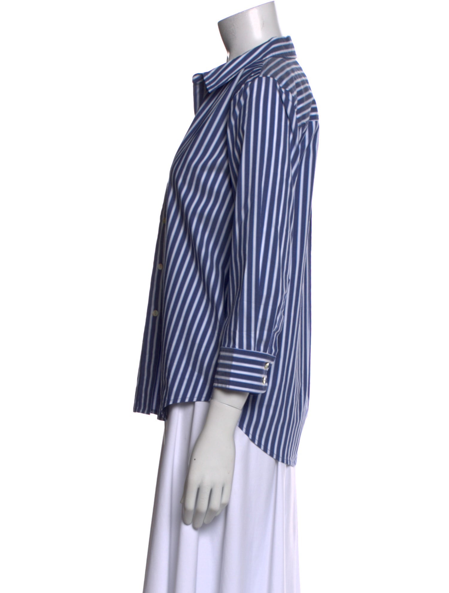 L'Agence Striped Three-Quarter Sleeve Button-Up Top w/ Tags
