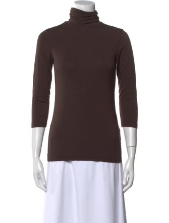 L'Agence Linen Turtleneck Top