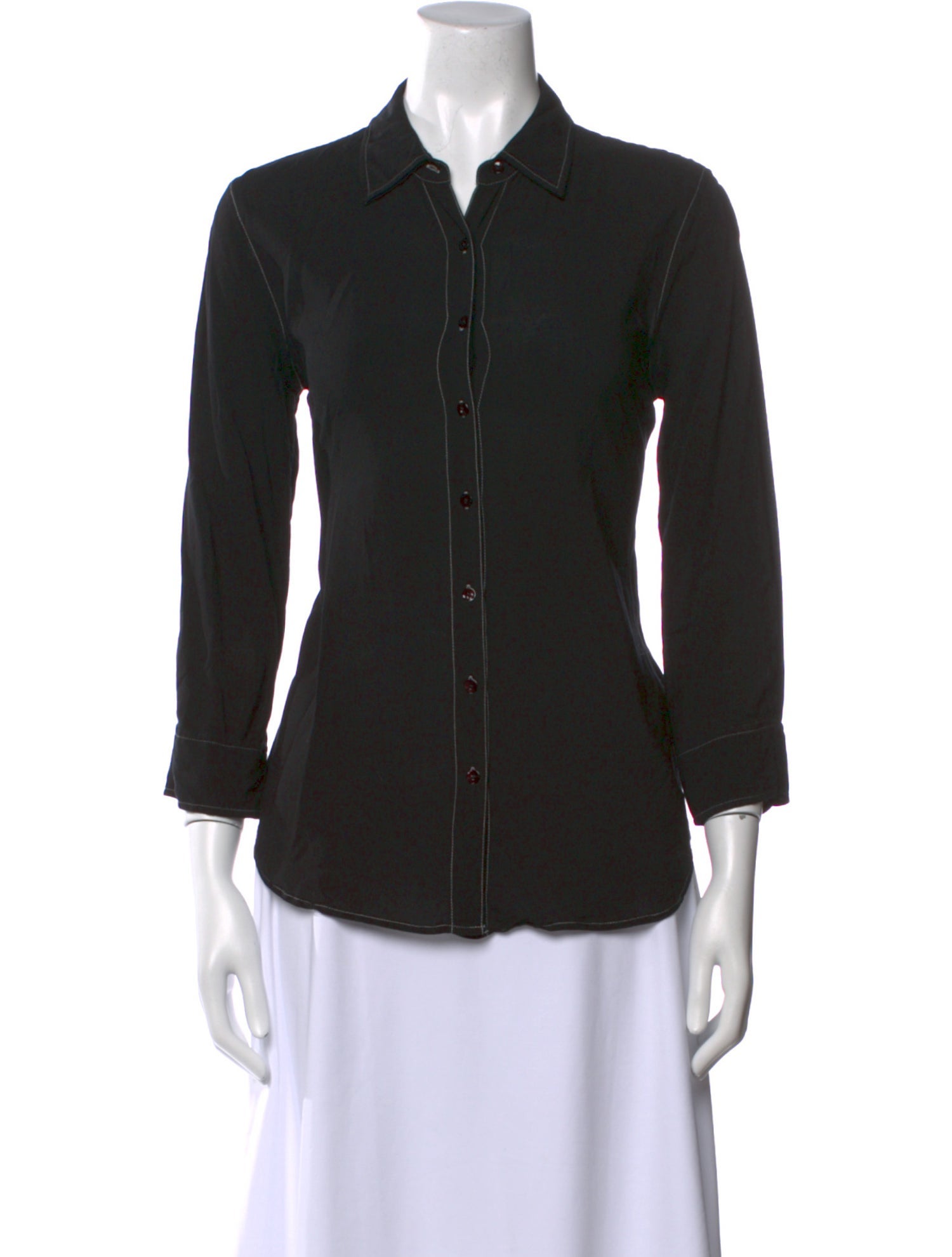 L'Agence Three-Quarter Sleeve Button-Up Top