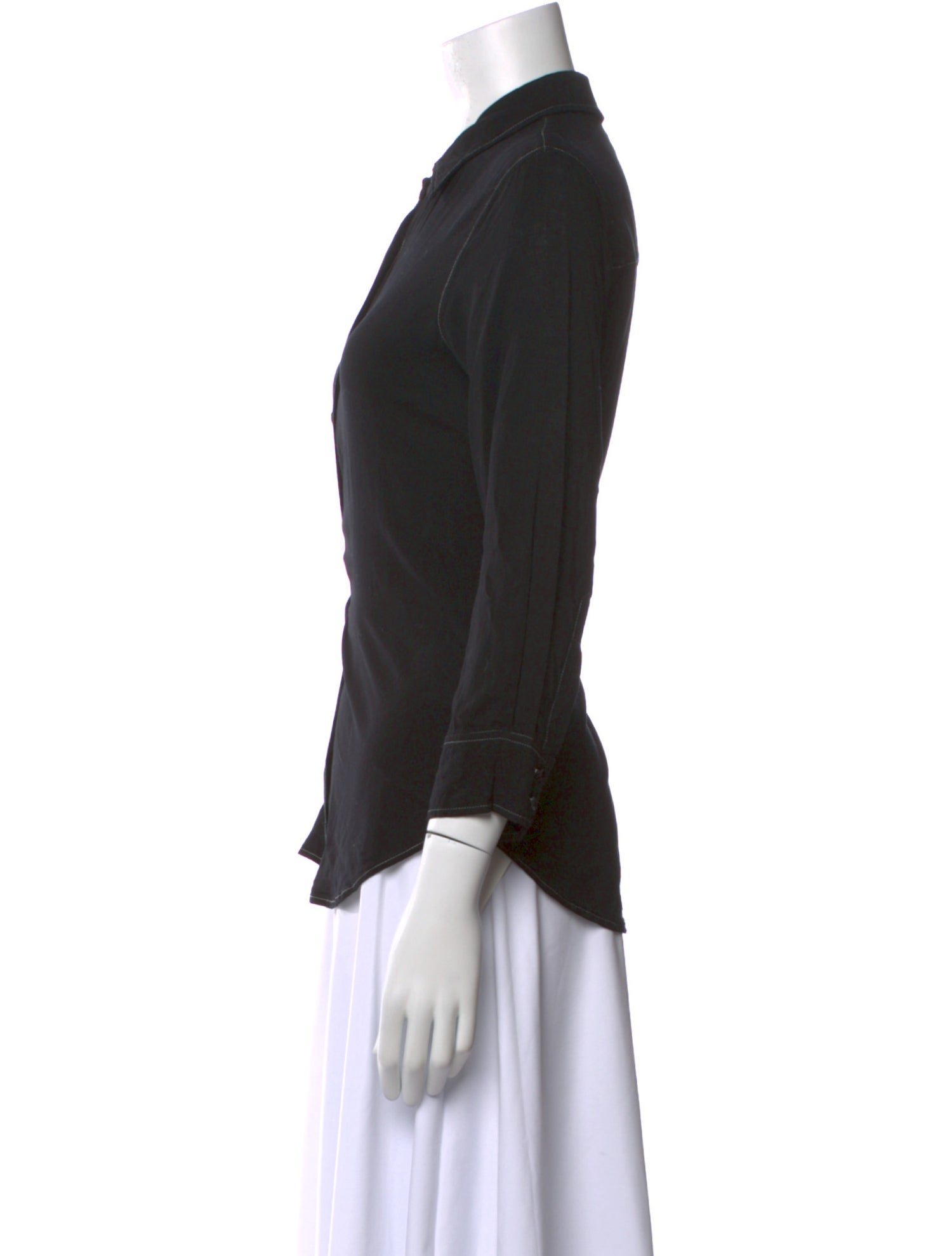 L'Agence Three-Quarter Sleeve Button-Up Top