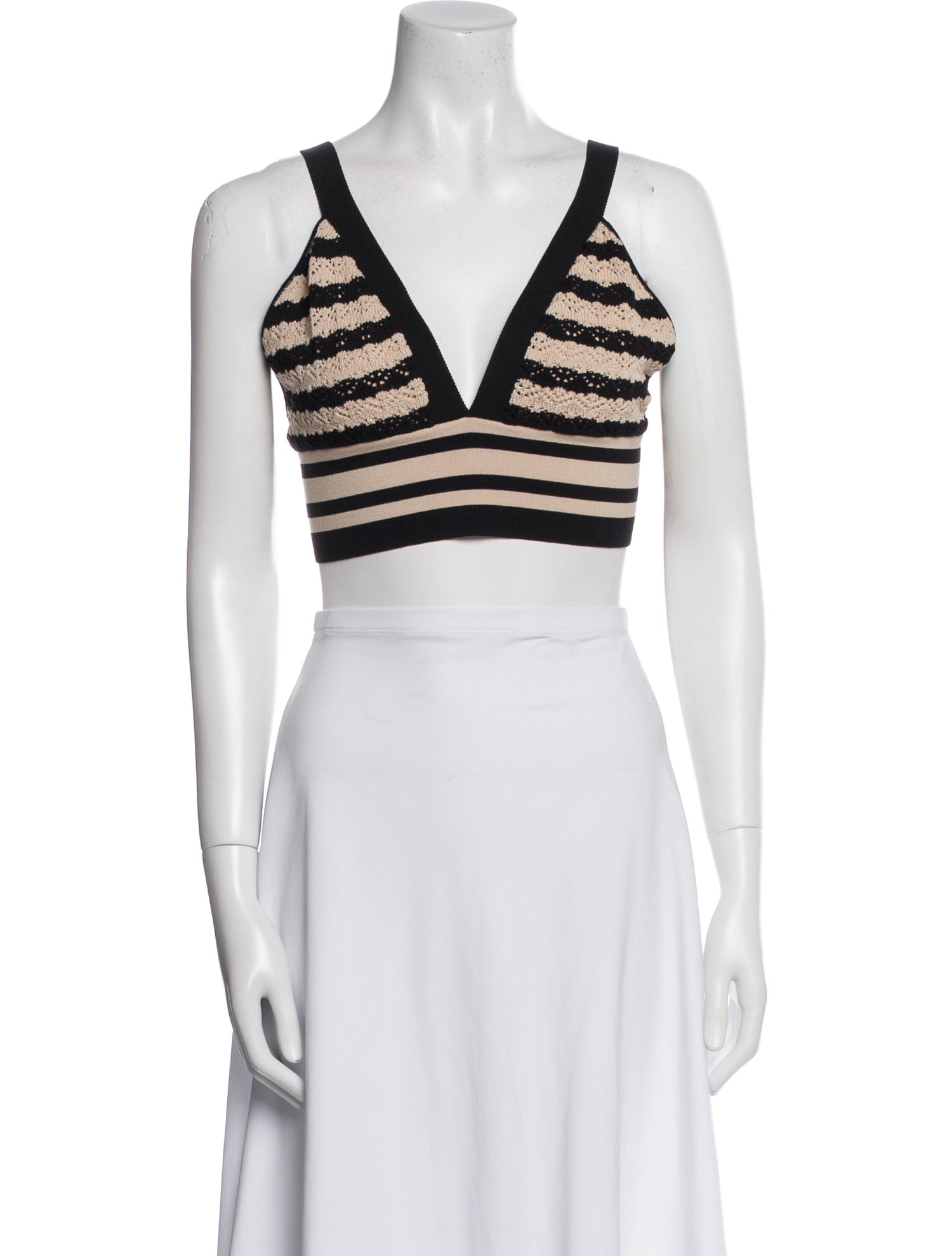 L'Agence Striped V-Neck Crop Top w/ Tags