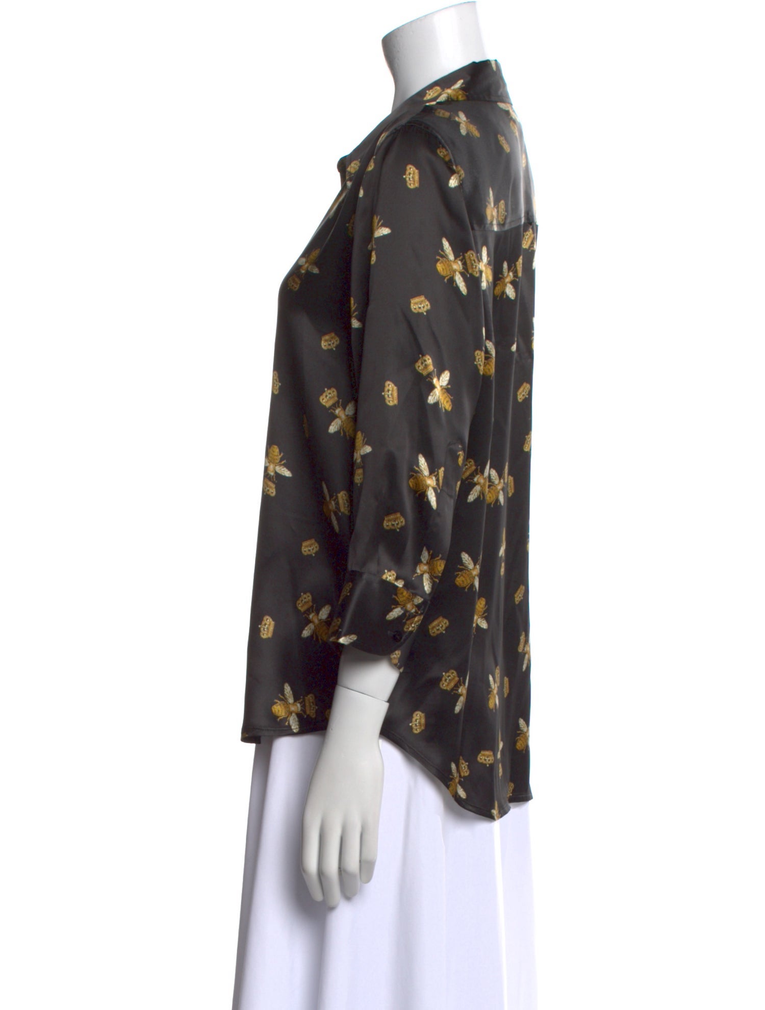 L'Agence Silk Printed Button-Up Top