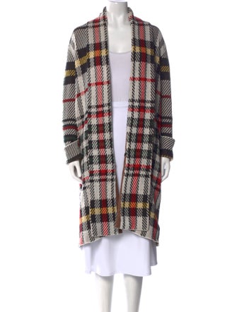 L'Agence Plaid Print Open Front Sweater