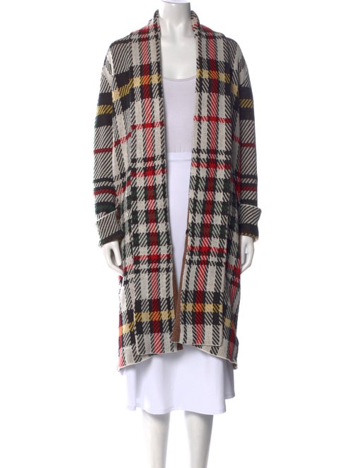 L'Agence Plaid Print Open Front Sweater