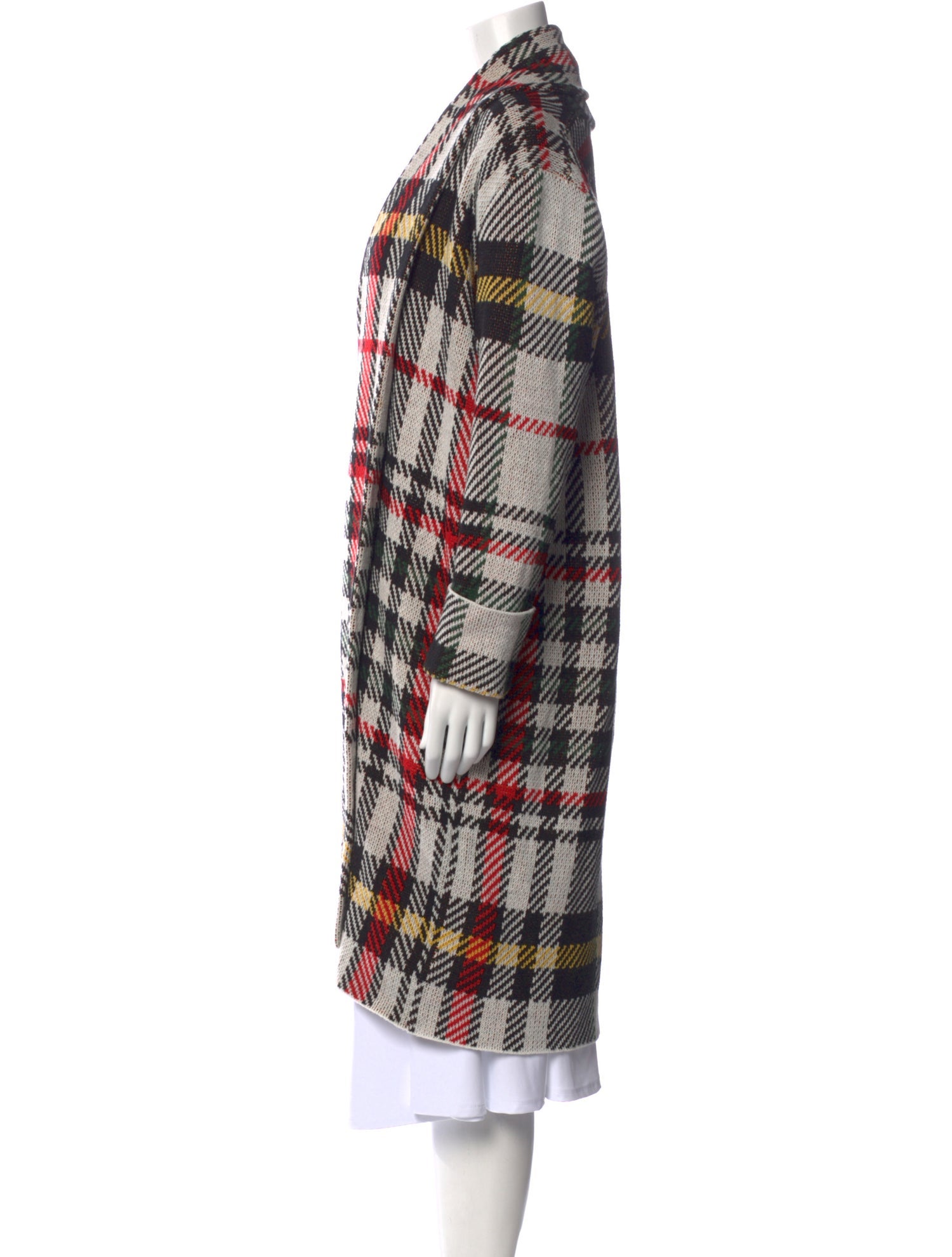 L'Agence Plaid Print Open Front Sweater