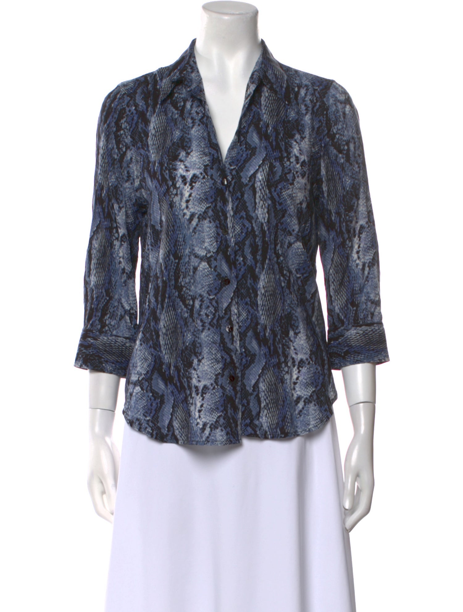 L'Agence Animal Print V-Neck Blouse