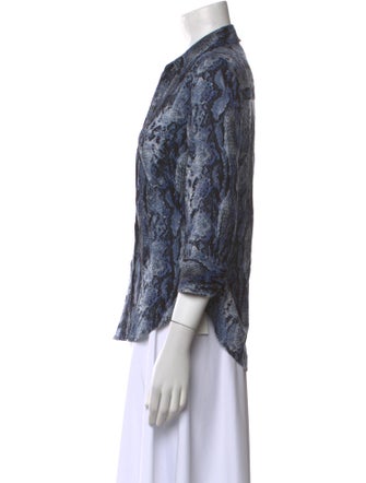 L'Agence Animal Print V-Neck Blouse