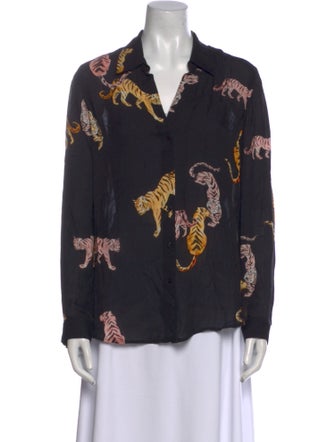 L'Agence Silk Floral Print Blouse