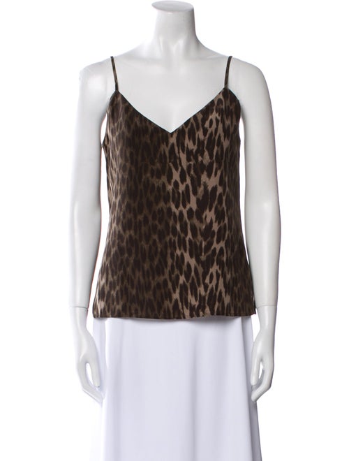 L'Agence Silk Animal Print Top