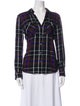 L'Agence Plaid Print V-Neck Button-Up Top