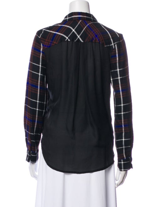 L'Agence Plaid Print V-Neck Button-Up Top