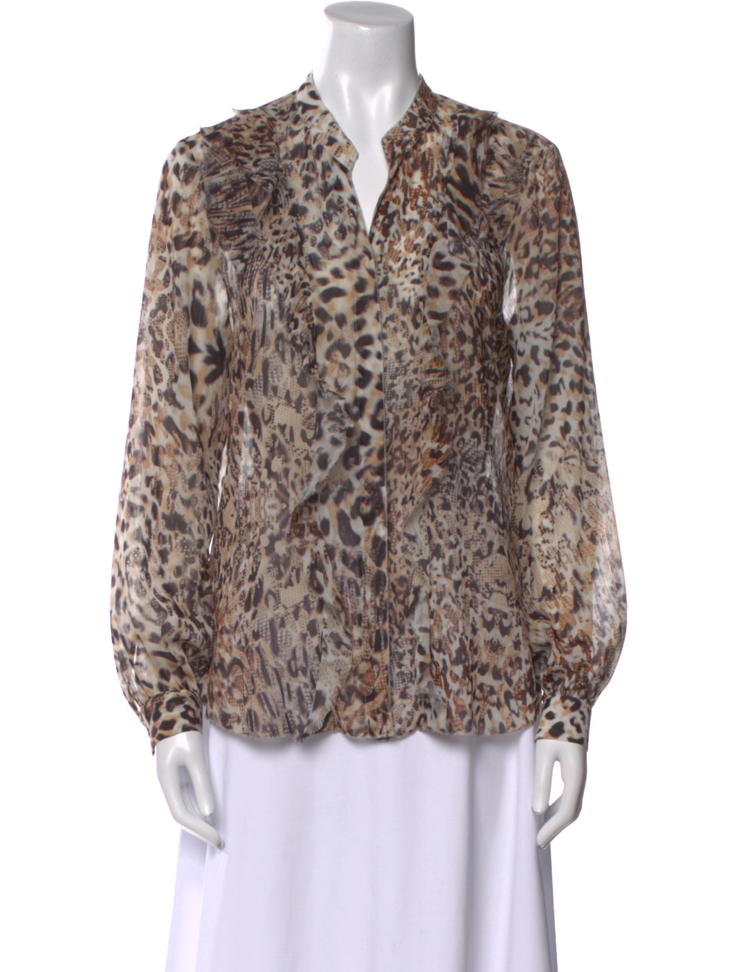 L'Agence Animal Print V-Neck Blouse
