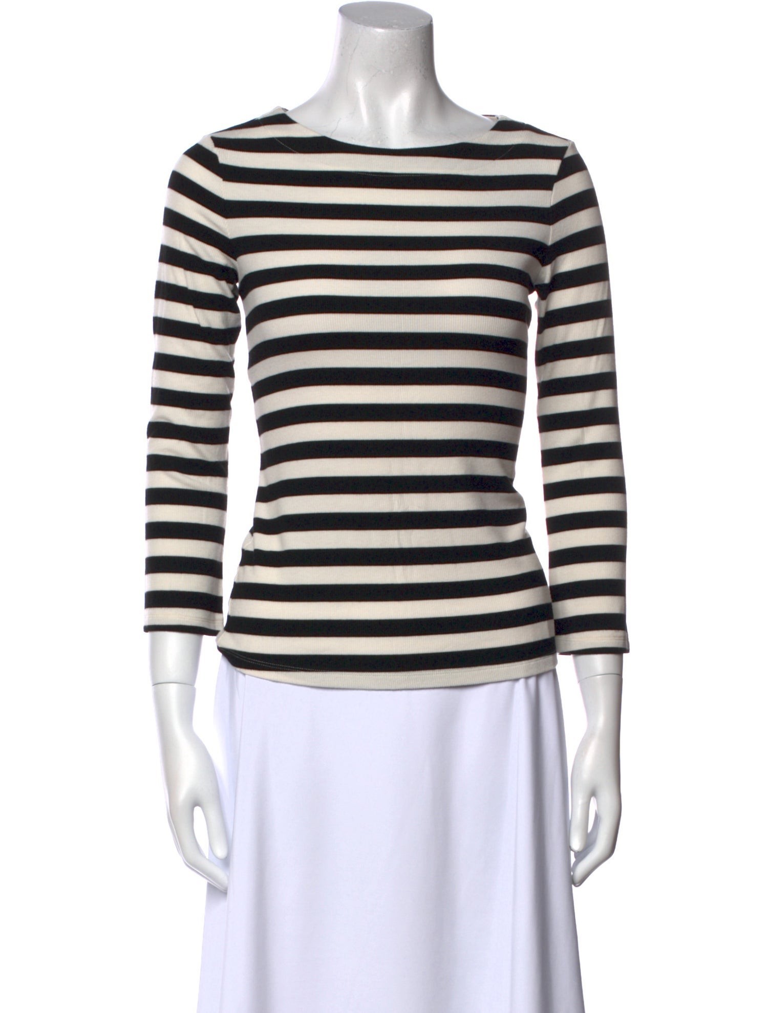 L'Agence Striped Bateau Neckline Top