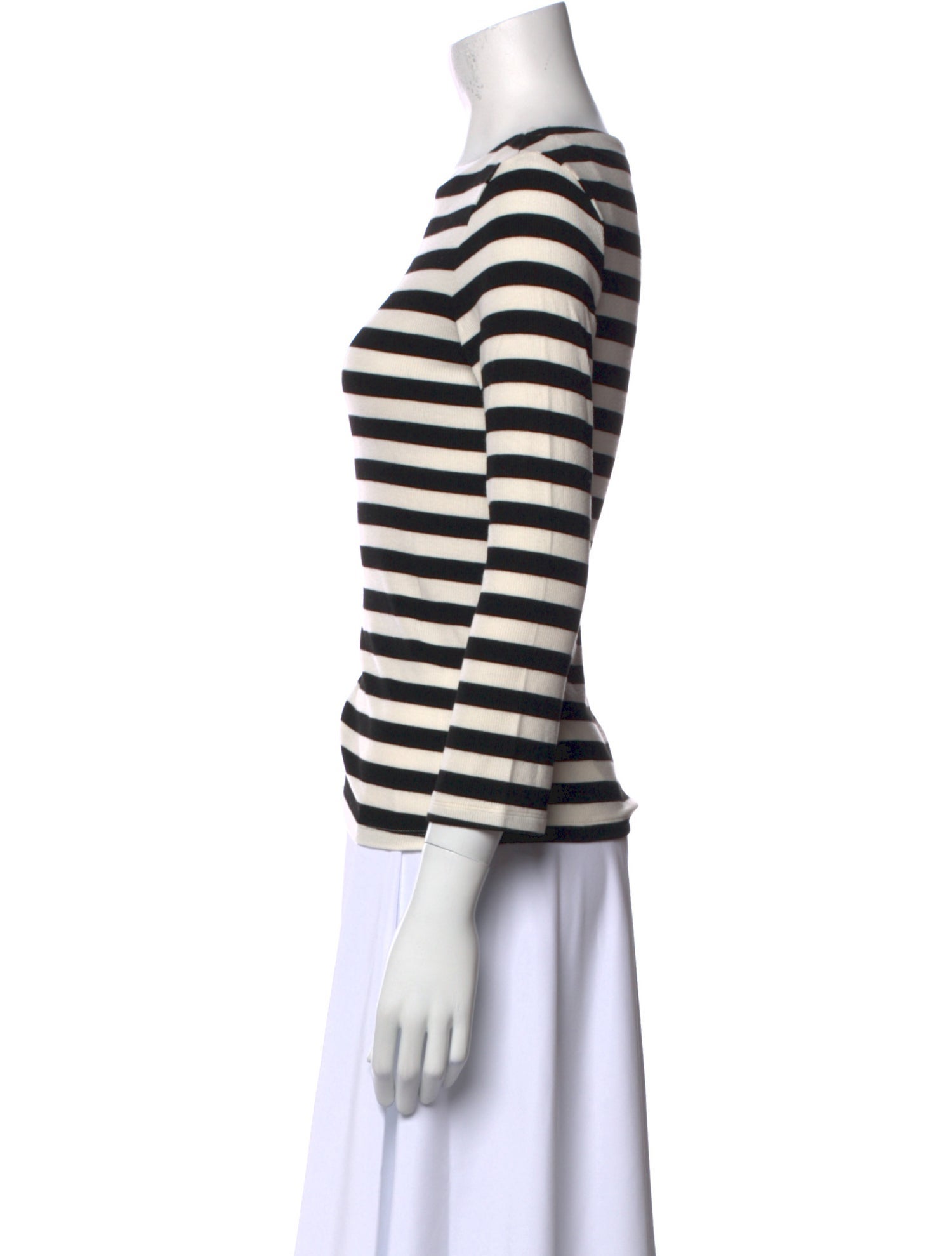 L'Agence Striped Bateau Neckline Top