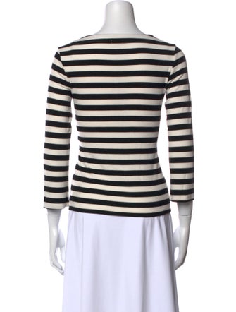 L'Agence Striped Bateau Neckline Top