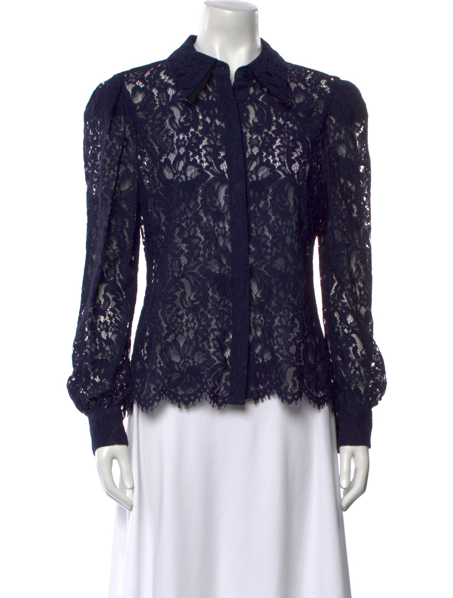 L'Agence Lace Pattern Long Sleeve Button-Up Top w/ Tags