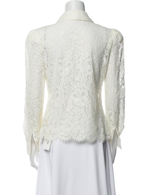 L'Agence Nylon Lace Pattern Button-Up Top