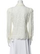 L'Agence Nylon Lace Pattern Button-Up Top